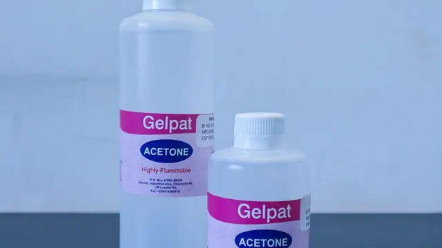 Bottles of acetone for laboratory and industrial use