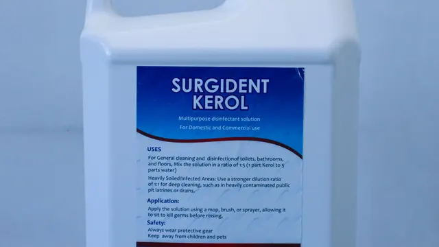 Surgident Kerol multi-purpose disinfectant in a 5 litre container